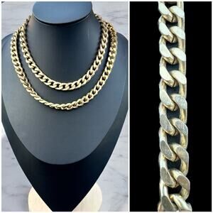 Chunky Gold Tone Cuban Curb Chain Necklace Chinky Mob Wife Jewelry Vintage 31”